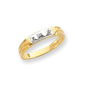 10k .01ct Diamond Trio Mens Wedding Band