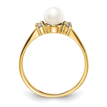 10K Polished Diamond & Pearl Ring Mounting — alternate view