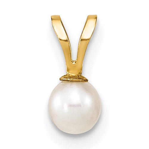 10k Gold 4-5mm White Round Freshwater Cultured Pearl Pendant