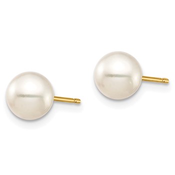 10K 6-7mm Black and White Round Freshwater Pearl 2 Pair Stud Post Earrings Set — alternate view