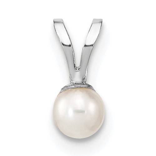 10k WG 3-4mm Round White Freshwater Cultured Pearl Pendant