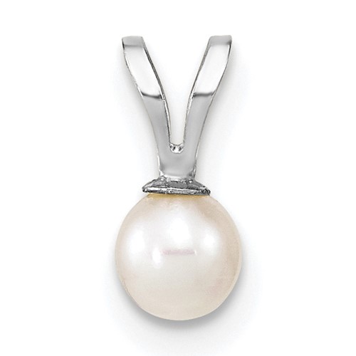 10k WG 4-5mm Round White Freshwater Cultured Pearl Pendant
