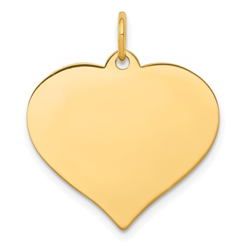 10k Plain .032 Gauge 21.7x18.8mm Heart Disc Charm