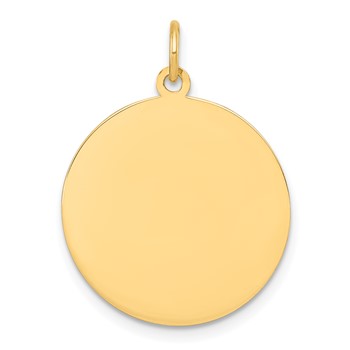10K Plain .013 Gauge 20.7x20.7mm Circular Engravable Disc Charm