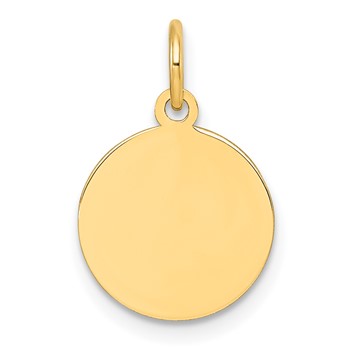 10K Plain .013 Gauge 12.2x12.2mm Circular Engravable Disc Charm