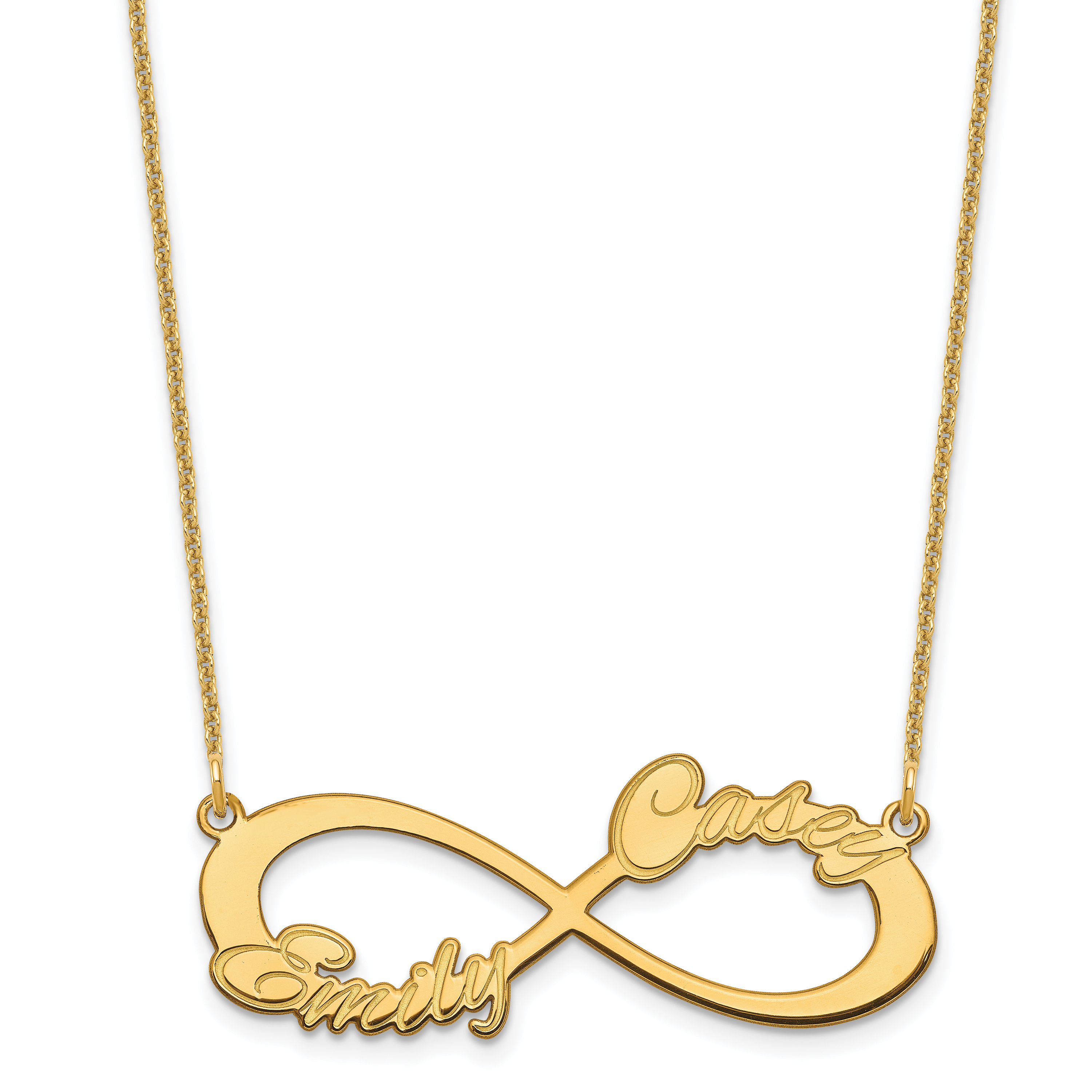 10k Yellow Gold 2 Name Infinity Necklace