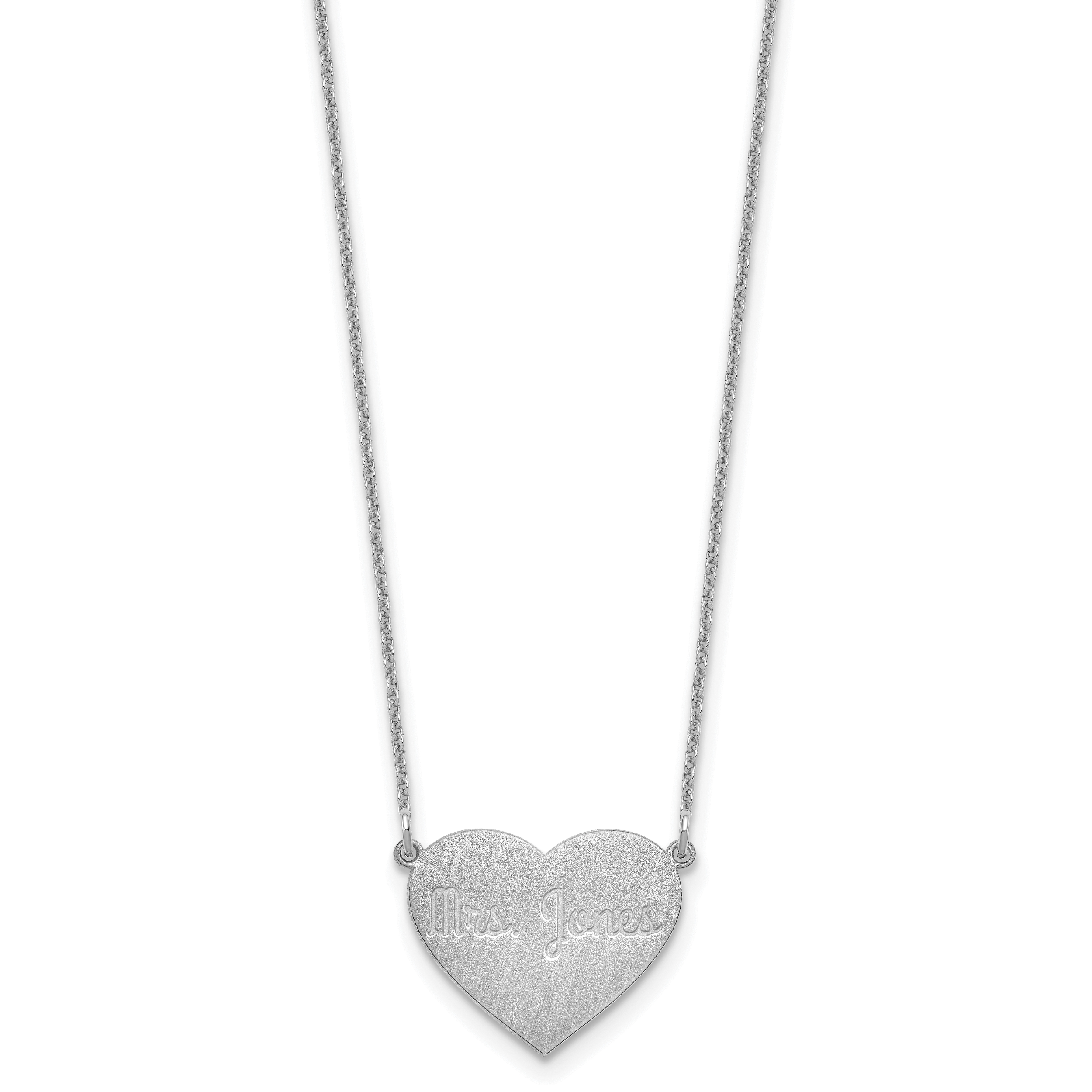10k White Gold Brushed 1 Station Heart Necklace