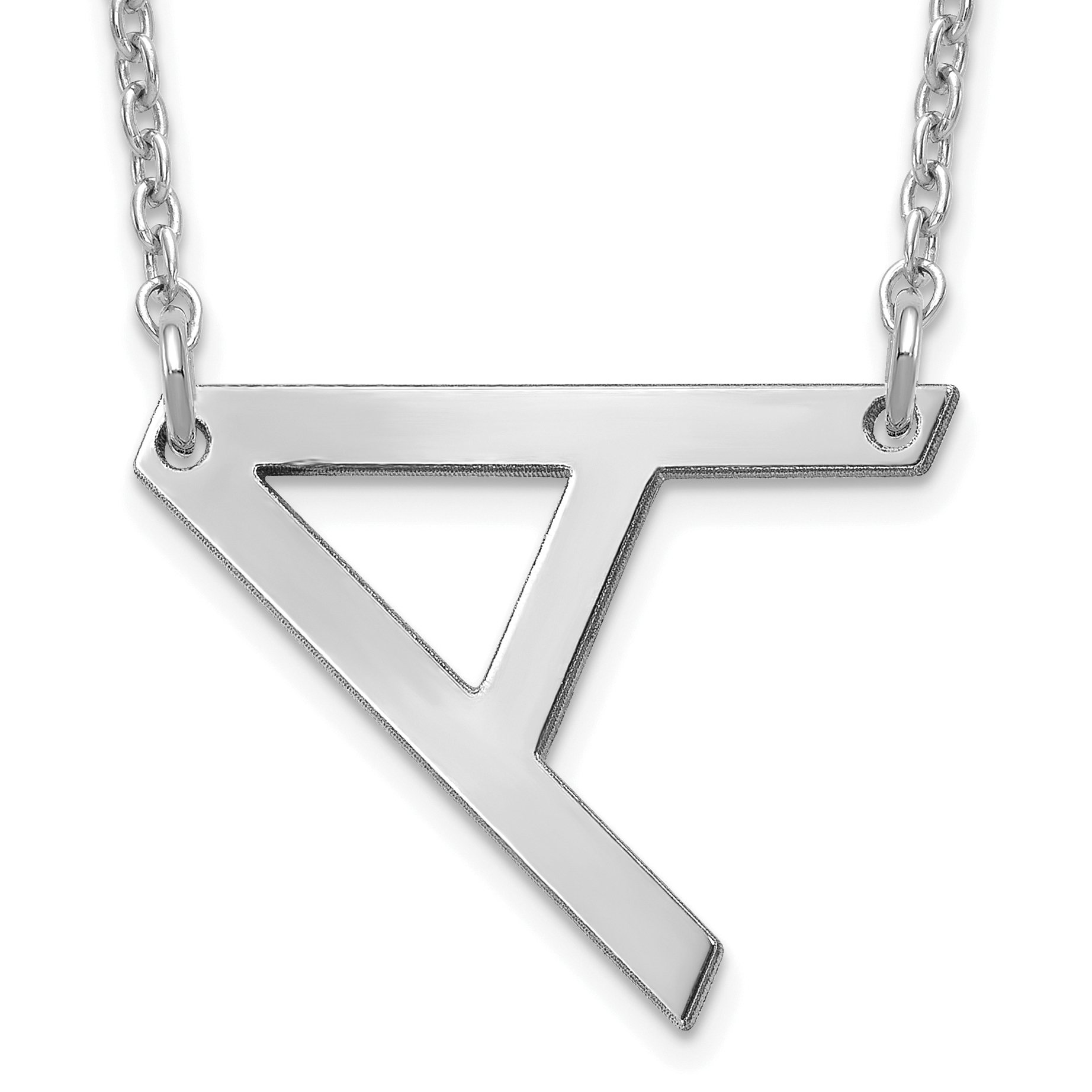 10K White Gold Polished Small Letter A Necklace
