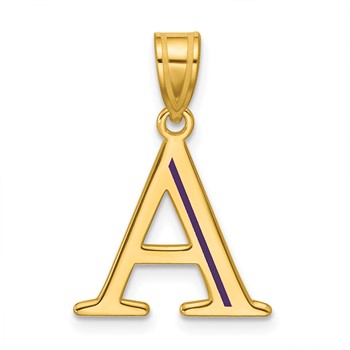 10k Yellow Gold Line Epoxy Initial Pendant