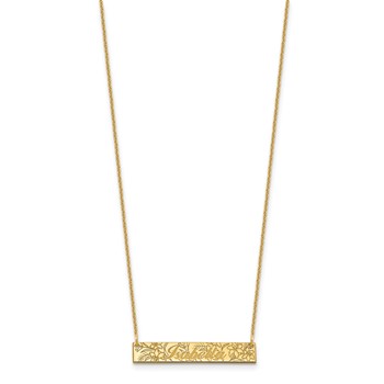 10k Yellow Gold Name and Birth Flower Bar Necklace — alternate view
