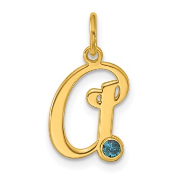 10k Yellow Gold  Initial with Birthstone Charm