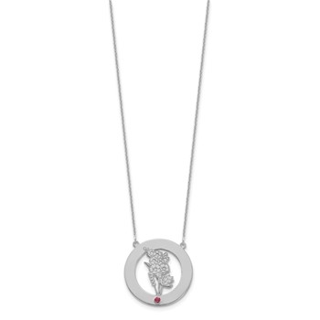 10k White Gold Circle w/1 Birth Flower and Birthstone Necklace — alternate view