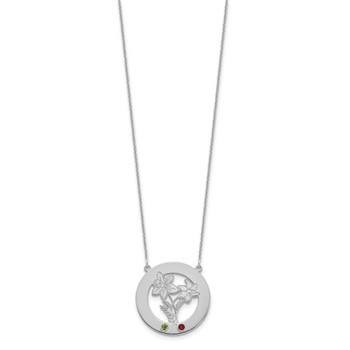 10k White Gold Circle w/2 Birth Flower and Birthstone Necklace — alternate view