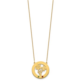 10k Yellow Gold Circle w/2 Birth Flower and Birthstone Necklace — alternate view