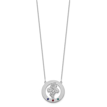 10k White Gold Circle w/3 Birth Flower and Birthstone Necklace — alternate view