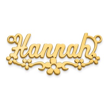 10k Yellow Gold Flower Name Plate