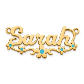 10k Yellow Gold Epoxy Flower Name Plate