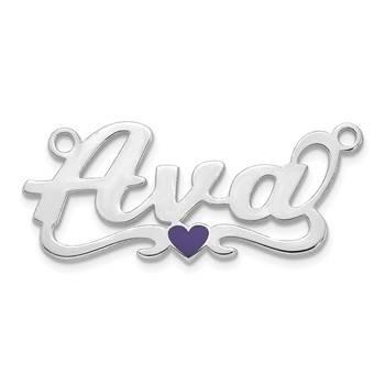 10k White Gold Epoxy Heart Name Plate — alternate view