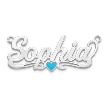 10k White Gold Epoxy Heart Name Plate