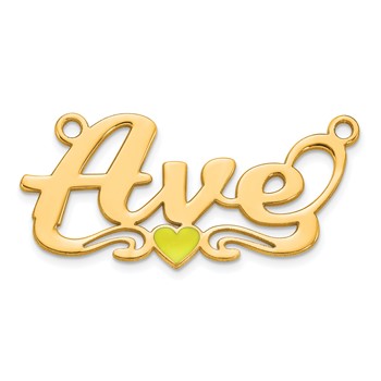 10k Yellow Gold Epoxy Heart Name Plate — alternate view