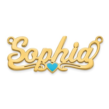 10k Yellow Gold Epoxy Heart Name Plate