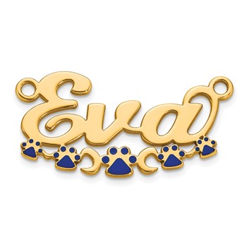 10k Yellow Gold Epoxy Paw Print Name Plate — alternate view