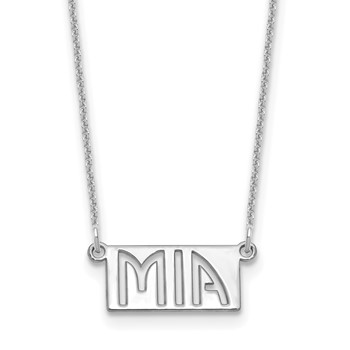10k White Gold 1-3 Letter cut-out Name Bar Necklace