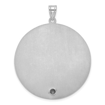 10k White Gold Circle w/1 Birth Flower and Birthstone Pendant — alternate view