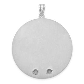 10k White Gold Circle w/2 Birth Flower and Birthstone Pendant — alternate view