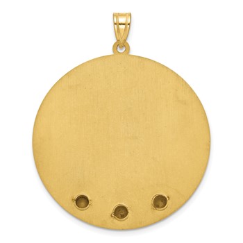10k Yellow Gold Circle w/3 Birth Flower and Birthstone Pendant — alternate view