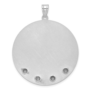 10k White Gold Circle w/4 Birth Flower and Birthstone Pendant — alternate view