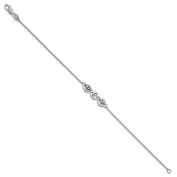 10k White Gold Brushed 3 Station Disc with Epoxy Initial Bracelet — alternate view