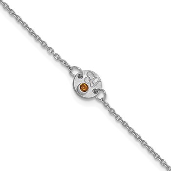 10k White Gold 1 Disc with Initial and Birthstone Bracelet
