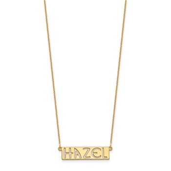 10k Yellow Gold 4-6 Letter cut-out Name Bar Necklace — alternate view