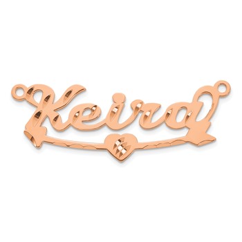 10k Rose Gold Diamond-cut Heart and Arrow Name Plate
