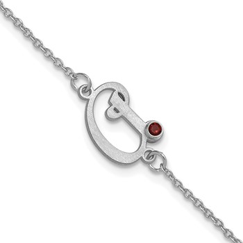 10k White Gold Initial and Birthstone Bracelet