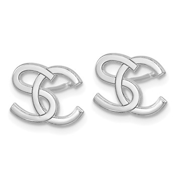10k White Gold Interlocking Initial Earrings — alternate view