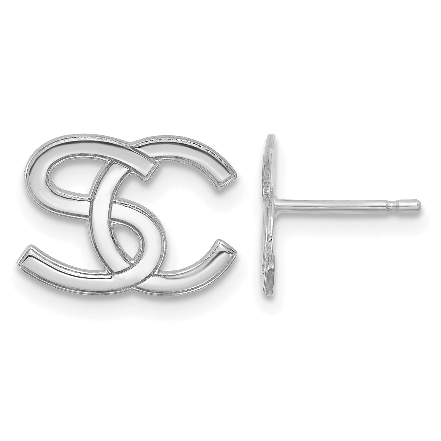 10k White Gold Interlocking Initial Earrings