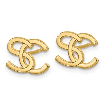 10k Yellow Gold Interlocking Initial Earrings — alternate view