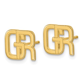 10k Yellow Gold Interlocking Initial Earrings — alternate view