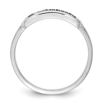 10k White Gold Name and Genuine Stone Rig — alternate view