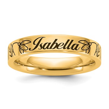 10k Yellow Gold Name and Birth Flower Ring