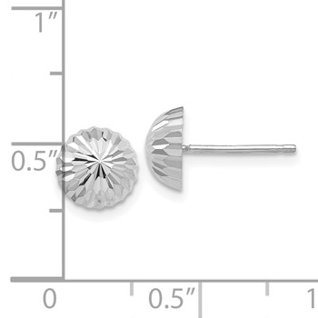 10k White Gold Polished & Diamond-Cut Half Ball Post Earrings — alternate view