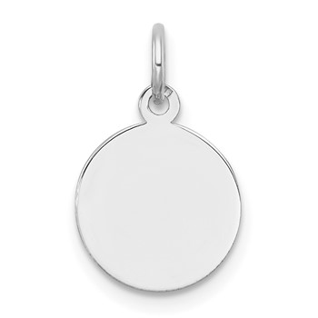 10K White Gold Plain .013 Gauge 11.5x11.5mm Circular Engravable Disc Charm