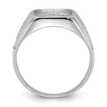 10k White Gold Men's Polished and Grooved Masonic Ring Mounting — alternate view