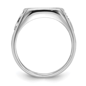 10k White Gold Men's Polished and Textured Masonic Ring Mounting — alternate view