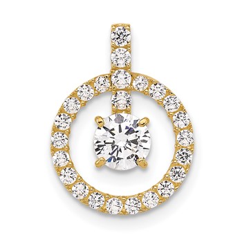 10K Tiara Collection Polished CZ Pendant