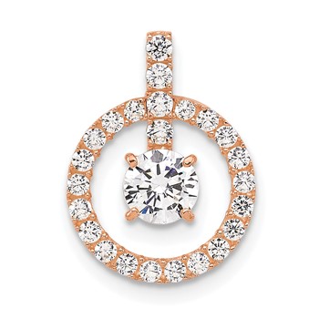 10K Tiara Collection Rose Gold Polished CZ Pendant