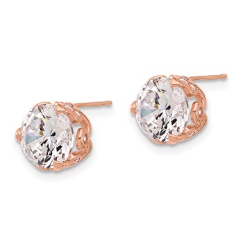 10K Tiara Collection Rose Gold Polished CZ Post Earrings — alternate view