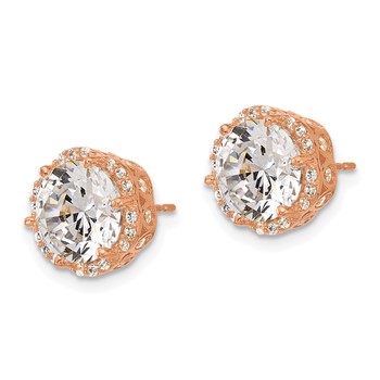 10K Tiara Collection Rose Gold Polished CZ Post Earrings — alternate view